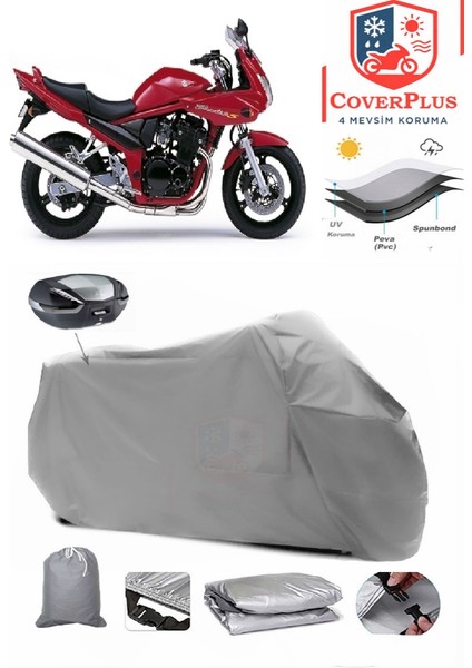 Suzuki Gsf 600 Bandit S Arka Çanta Uyumlu (Gri) Motorsiket Brandası Motor Örtüsü Çadır Su Geçirmez Motosiklet Kılıfı Motor Brandası