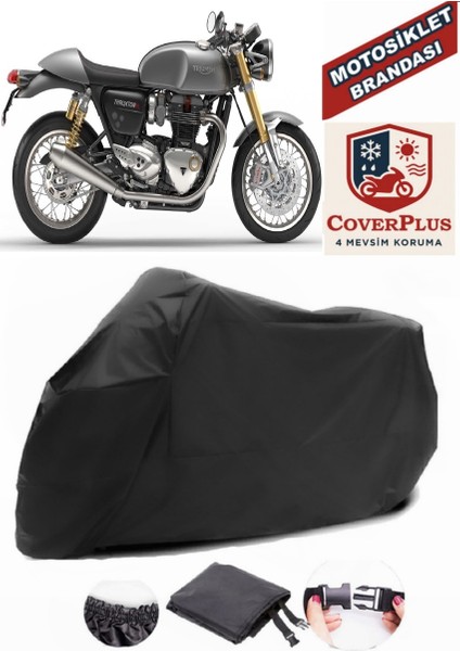 Triumph Thruxton 1200 R Siyah Motorsiket Brandası Motor Örtüsü Çadır Su Geçirmez Motosiklet Kılıfı Motor Brandası