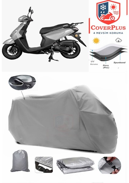 Apec Ps5 Arka Çanta Uyumlu (Gri) Motorsiket Brandası Motor Örtüsü Çadır Su Geçirmez Motosiklet Kılıfı Motor Brandası
