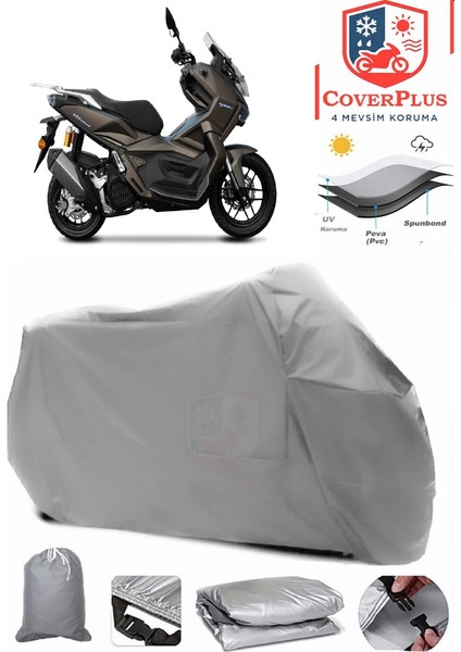 Yuki Adventure 150 Gri Motorsiket Brandası Motor Örtüsü Çadır Su Geçirmez Motosiklet Kılıfı Motor Brandası