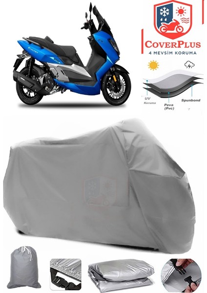 Yuki T11 Explorer Gri Motorsiket Brandası Motor Örtüsü Çadır Su Geçirmez Motosiklet Kılıfı Motor Brandası