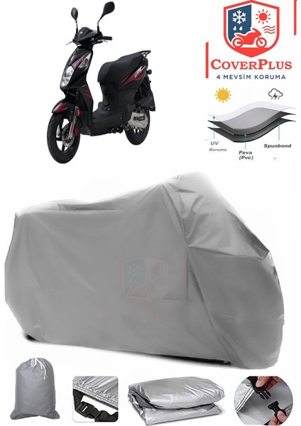 Sym Orbit Iı 50 Gri Motorsiket Brandası Motor Örtüsü Çadır Su Geçirmez Motosiklet Kılıfı Motor Brandası