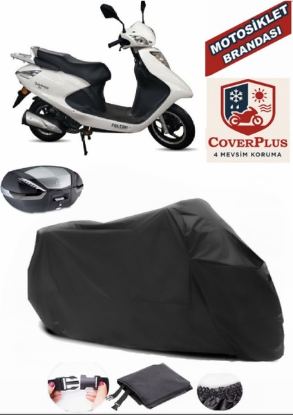 Kanuni Dolphin 100 Siyah Arka Çanta Uyumlu Motorsiket Brandası Motor Örtüsü Çadır Su Geçirmez Motosiklet Kılıfı Motor Brandası