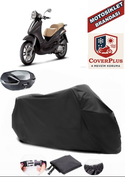 Piaggio Beverly 250 Siyah Arka Çanta Uyumlu Motorsiket Brandası Motor Örtüsü Çadır Su Geçirmez Motosiklet Kılıfı Motor Brandası