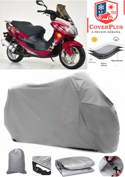 Kanuni Storm 150 Gri Motorsiket Brandası Motor Örtüsü Çadır Su Geçirmez Motosiklet Kılıfı Motor Brandası