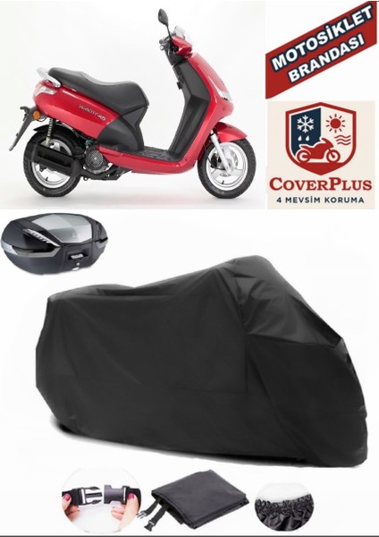 Peugeot Vivacity 125 Siyah Arka Çanta Uyumlu Motorsiket Brandası Motor Örtüsü Çadır Su Geçirmez Motosiklet Kılıfı Motor Brandası