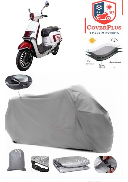 Apachi Beauty 50 Arka Çanta Uyumlu (Gri) Motorsiket Brandası Motor Örtüsü Çadır Su Geçirmez Motosiklet Kılıfı Motor Brandası