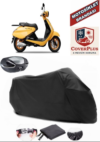 Yuki Gelato 125 Siyah Arka Çanta Uyumlu Motorsiket Brandası Motor Örtüsü Çadır Su Geçirmez Motosiklet Kılıfı Motor Brandası