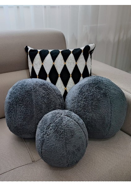 3- Lü Top Kırlent / Yastık 2 Büyük Antrasit/ 1 Küçük Antrasit( 42CM / 25CM) fırsatları