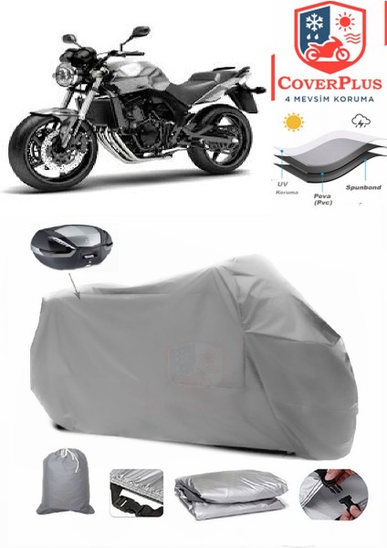 Honda Cbf 600 Arka Çanta Uyumlu (Gri) Motorsiket Brandası Motor Örtüsü Çadır Su Geçirmez Motosiklet Kılıfı Motor Brandası