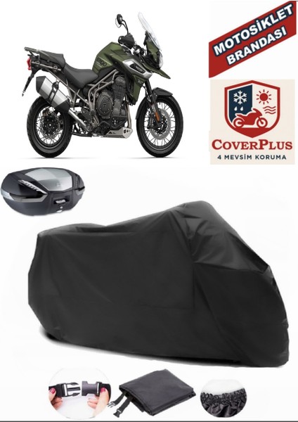 Triumph Tiger 1200 Xrx Siyah Arka Çanta Uyumlu Motorsiket Brandası Motor Örtüsü Çadır Su Geçirmez Motosiklet Kılıfı Motor Brandası