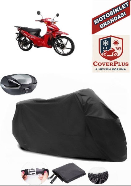 Vitello Leon 100 Siyah Arka Çanta Uyumlu Motorsiket Brandası Motor Örtüsü Çadır Su Geçirmez Motosiklet Kılıfı Motor Brandası