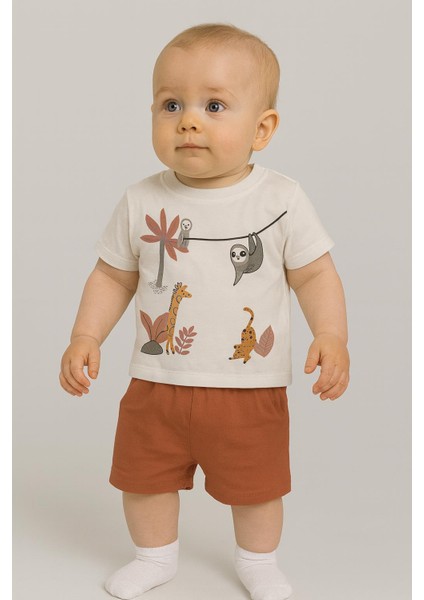 Bebek Erkek Yazlık Hayvan Desenli Tişört ve Şort Takımı – 1110K fiyatları