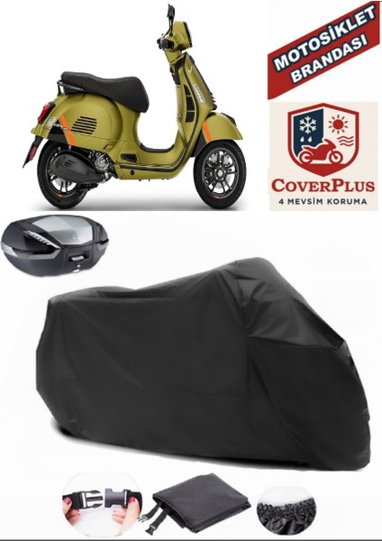 Vespa Gts 300 Siyah Arka Çanta Uyumlu Motorsiket Brandası Motor Örtüsü Çadır Su Geçirmez Motosiklet Kılıfı Motor Brandası
