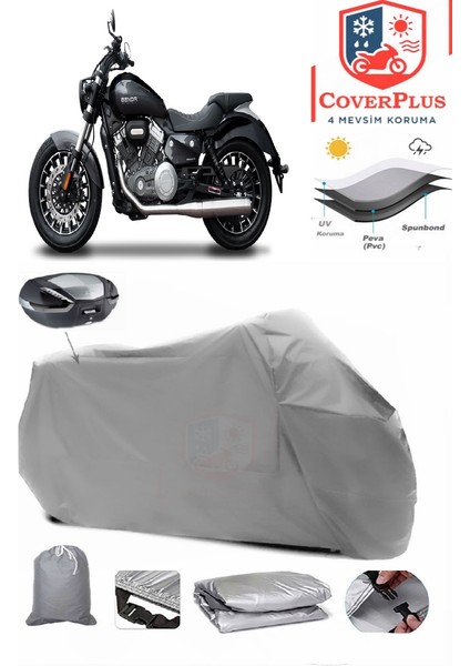 Yuki Benda Rock 250 Arka Çanta Uyumlu (Gri) Motorsiket Brandası Motor Örtüsü Çadır Su Geçirmez Motosiklet Kılıfı Motor Brandası