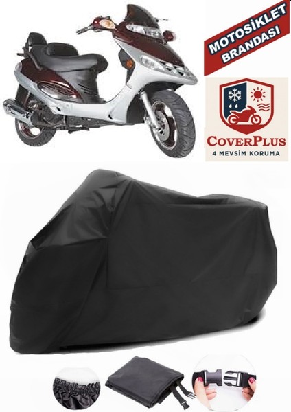 Mondial 150 Re Siyah Motorsiket Brandası Motor Örtüsü Çadır Su Geçirmez Motosiklet Kılıfı Motor Brandası