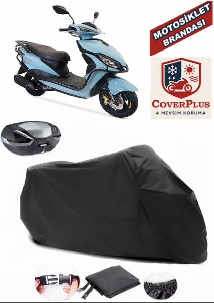 Arora Freedom 125 Siyah Arka Çanta Uyumlu Motorsiket Brandası Motor Örtüsü Çadır Su Geçirmez Motosiklet Kılıfı Motor Brandası