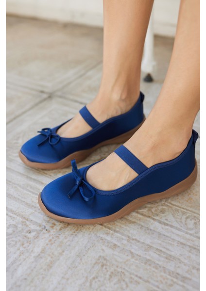 Cacares Kadin Gumus Saten Lastıklı Babet Sneaker