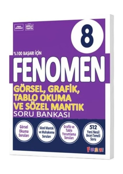 Fenomen Yayıncılık LGS 8. Sınıf Görsel Grafik Tablo Okuma ve Sözel Mantık Soru Bankası fiyatları