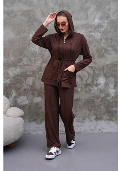 Bel Büzgülü Cep Detaylı Fermuarlı Modal Ikili Takım indirimleri