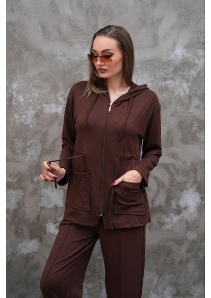 Bel Büzgülü Cep Detaylı Fermuarlı Modal Ikili Takım