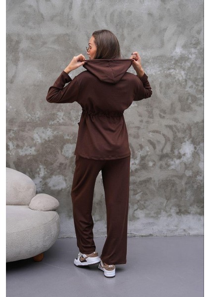 Bel Büzgülü Cep Detaylı Fermuarlı Modal Ikili Takım