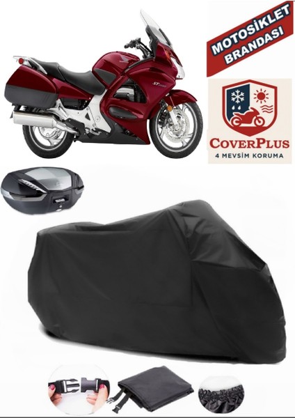Honda St 1300 Pan European Siyah Arka Çanta Uyumlu Motorsiket Brandası Motor Örtüsü Çadır Su Geçirmez Motosiklet Kılıfı Motor Brandası