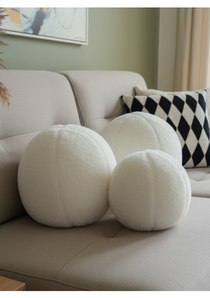 3- Lü Top Kırlent / Yastık 2 Büyük Ekru/ 1 Küçük Ekru ( 42CM / 25CM) fırsatları