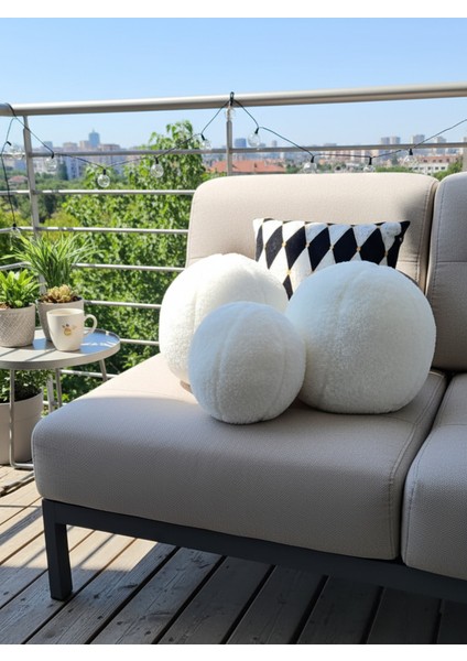 3- Lü Top Kırlent / Yastık 2 Büyük Ekru/ 1 Küçük Ekru ( 42CM / 25CM) indirimleri