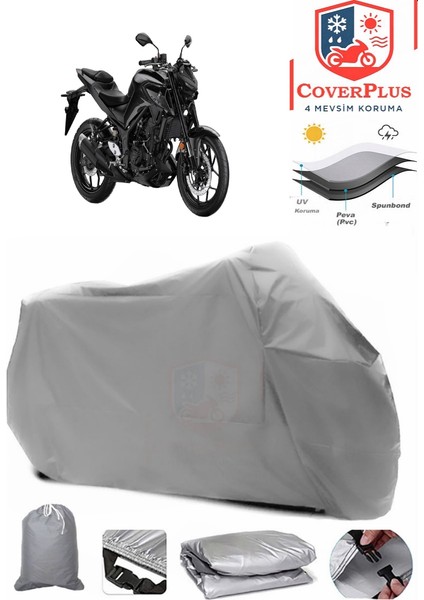 Yamaha Mt-25 Gri Motorsiket Brandası Motor Örtüsü Çadır Su Geçirmez Motosiklet Kılıfı Motor Brandası