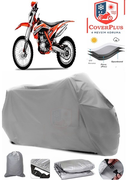 Yuki Dirty Paws Offroad Gri Motorsiket Brandası Motor Örtüsü Çadır Su Geçirmez Motosiklet Kılıfı Motor Brandası