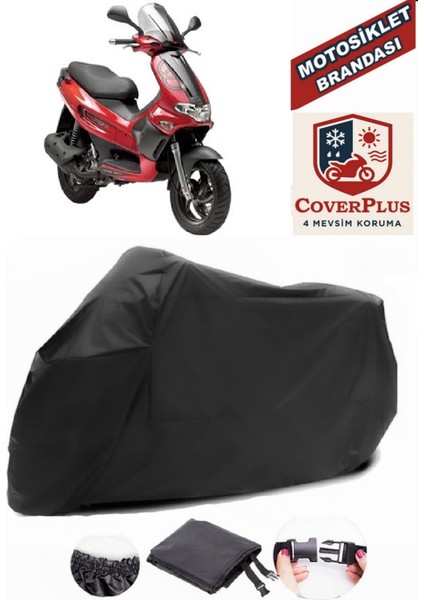Piaggio Runner 180 Siyah Motorsiket Brandası Motor Örtüsü Çadır Su Geçirmez Motosiklet Kılıfı Motor Brandası