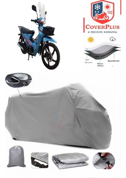 Apachi Myra Arka Çanta Uyumlu (Gri) Motorsiket Brandası Motor Örtüsü Çadır Su Geçirmez Motosiklet Kılıfı Motor Brandası