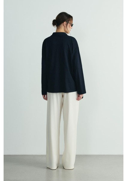 Lacivert Polo Yaka Oversize Tişört indirimleri