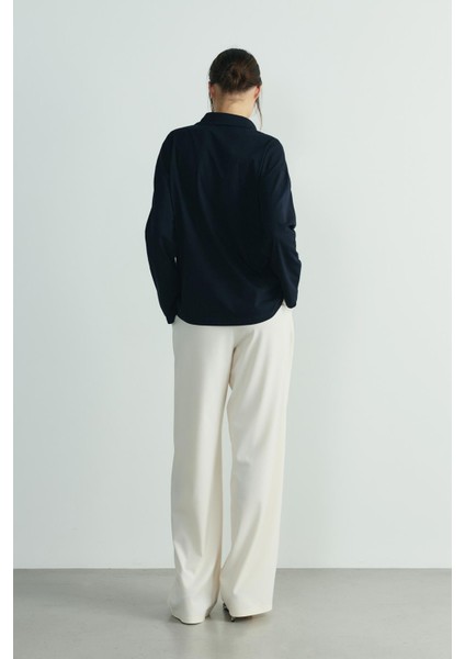 Lacivert Polo Yaka Oversize Tişört