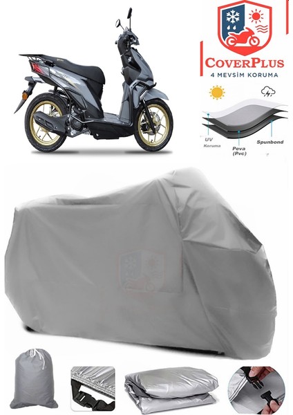 Yuki Route 110 Gri Motorsiket Brandası Motor Örtüsü Çadır Su Geçirmez Motosiklet Kılıfı Motor Brandası