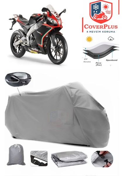 Aprilia Rs4 125 4t Arka Çanta Uyumlu (Gri) Motorsiket Brandası Motor Örtüsü Çadır Su Geçirmez Motosiklet Kılıfı Motor Brandası