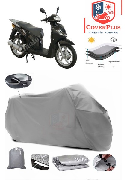 Asya As 150 T 6A Arka Çanta Uyumlu (Gri) Motorsiket Brandası Motor Örtüsü Çadır Su Geçirmez Motosiklet Kılıfı Motor Brandası