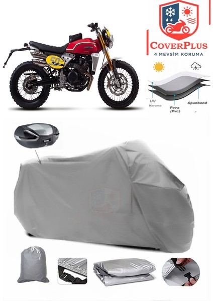 Caballero 500 Anniversary Arka Çanta Uyumlu (Gri) Motorsiket Brandası Motor Örtüsü Çadır Su Geçirmez Motosiklet Kılıfı Motor Brandası