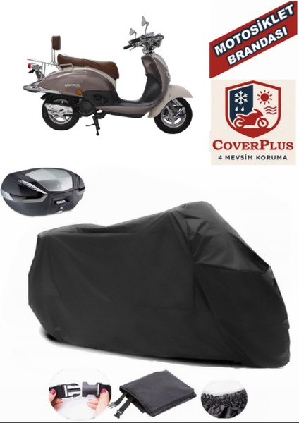 Mondial 125 Zn Siyah Arka Çanta Uyumlu Motorsiket Brandası Motor Örtüsü Çadır Su Geçirmez Motosiklet Kılıfı Motor Brandası