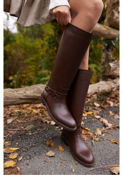 Elisa Kadın Siyah Gercek Deri Binici Çizme