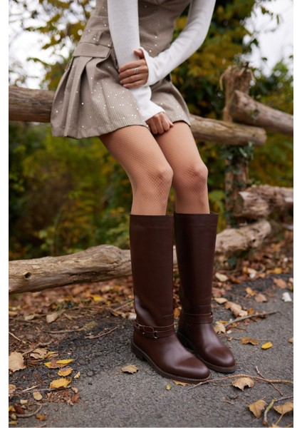 Elisa Kadın Siyah Gercek Deri Binici Çizme