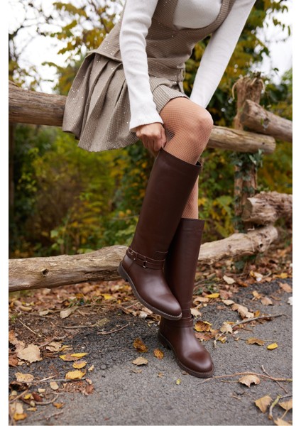 Elisa Kadın Siyah Gercek Deri Binici Çizme