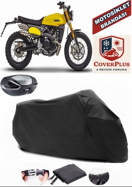 Caballero 500 Flat Track Siyah Arka Çanta Uyumlu Motorsiket Brandası Motor Örtüsü Çadır Su Geçirmez Motosiklet Kılıfı Motor Brandası