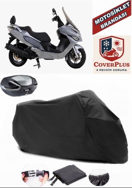 Daelim S3 Advance 250 Siyah Arka Çanta Uyumlu Motorsiket Brandası Motor Örtüsü Çadır Su Geçirmez Motosiklet Kılıfı Motor Brandası