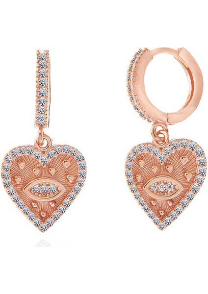 Gümüş Rose Kalp Sallantılı Kadın Küpe modelleri