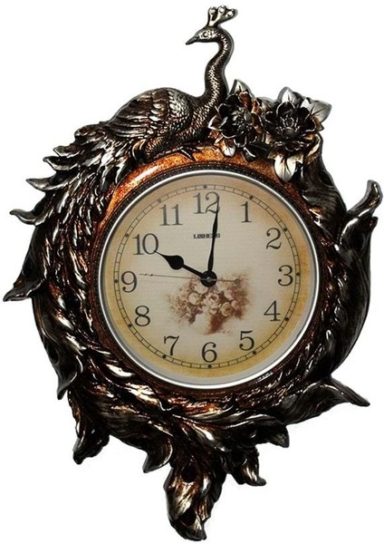 Duvara Asmalı Tavuskuşu Saat Dekoratif Hediyelik