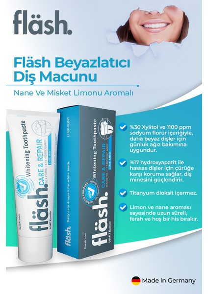 Whitesmile Flash Whitening Toothpaste Nane ve Misket Limonu Aromalı Diş Macunu 75 ml