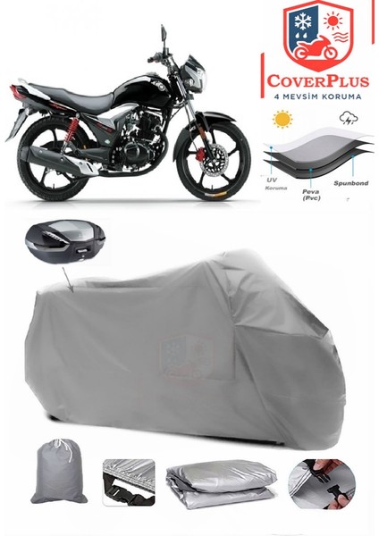 Haojue DA135 S Arka Çanta Uyumlu (Gri) Motorsiket Brandası Motor Örtüsü Çadır Su Geçirmez Motosiklet Kılıfı Motor Brandası