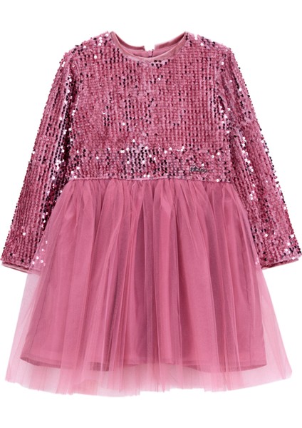 Pullu Pembe Kız Çocuk Abiye Elbise BRB5WG-ELB6661